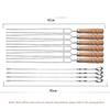 Outdoor Barbecue Fork, Stainless Steel Skewer, Signet, Wooden Handle, Double Fork Barbecue Tool Set, Utensils