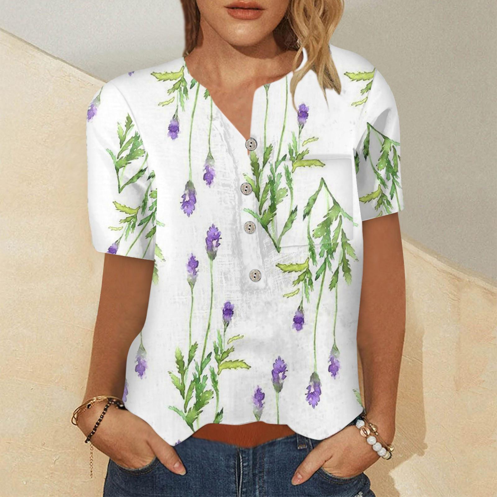 

Женская модная рубашка с коротким рукавом с принтом на пуговицах на груди и кармане L белый