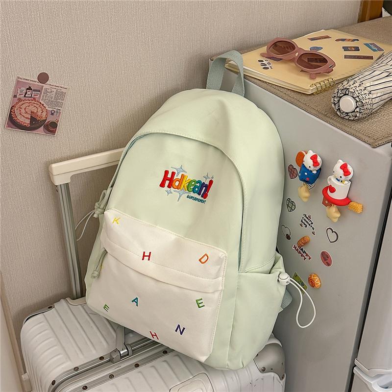Backpack Lightweight Student Schoolbag Embroidered Letter Backpack Small