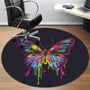1PC Butterfly Neon Office Round Area Rug, Mat Suitable For Office, Under Office Chairs Bedroom Living Room Home Decor, Room Deco