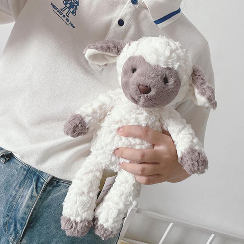 Weiche flauschige Schafspielzeuge Tierische Stofftiere & Plüschpuppen 35cm Kuscheliges Lamm für Kinder Kinderspielzeug Beruhigungsspielzeug Schlafkissen