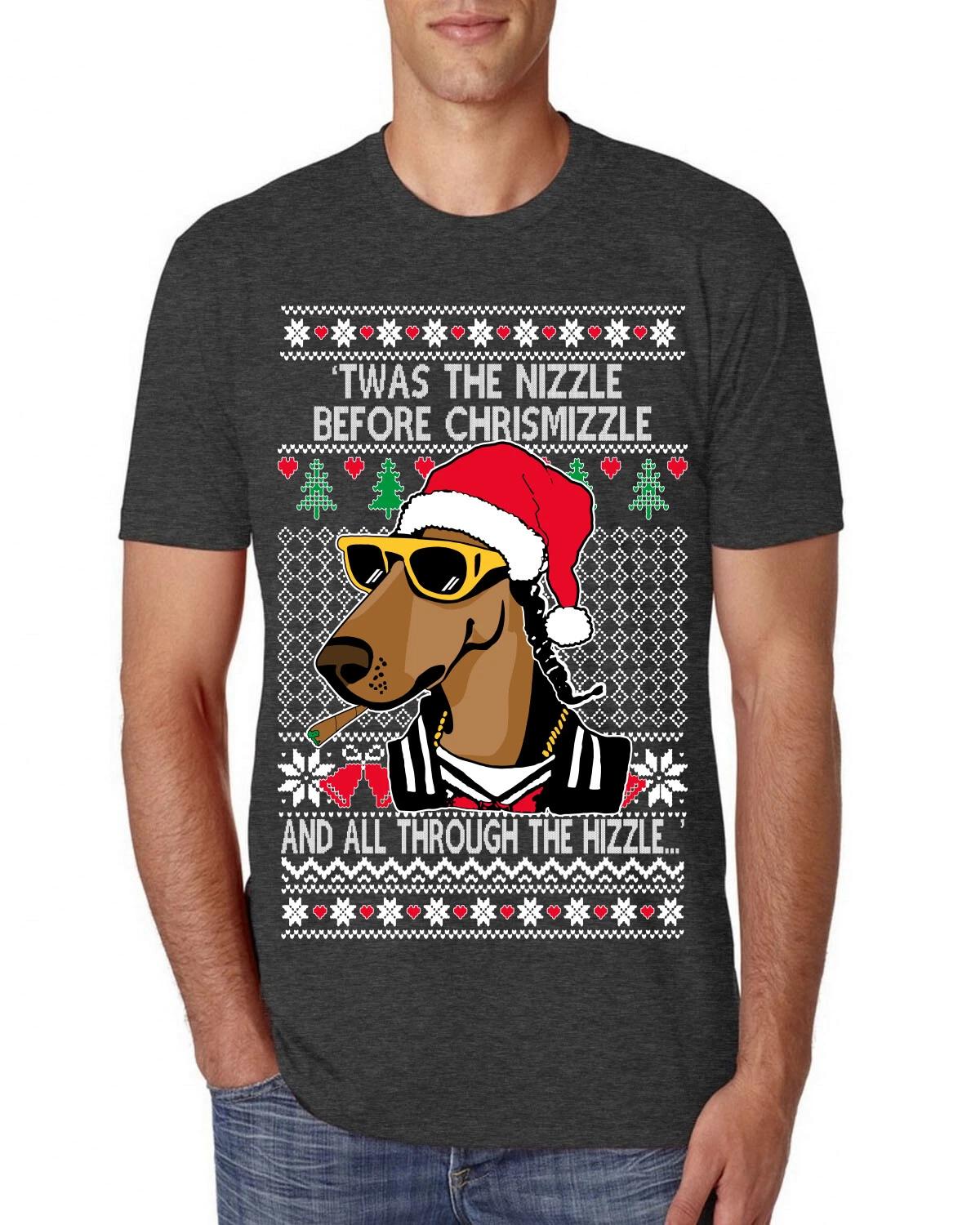 Twas The Nizzle Before Chrismizzle Gangster Dogg Rapper Mens Premium T- Shirt 3XL