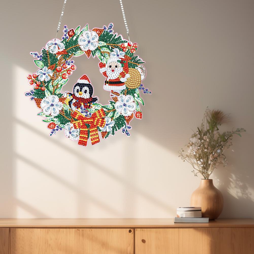 4pcs Xmas Theme 2D Flat DIY Special Shape Rhinestone Diamond Art Window Pendants Diamond Art Pendant Home Wall Decoration Crafts