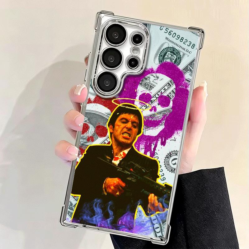 Scarface 1983 Al Pacino Plating Phone Case For Samsung Galaxy S24 S25 FE S26 Edge S23 Ultra S22 S21 Plus S20 Anti-Fall Airabag C