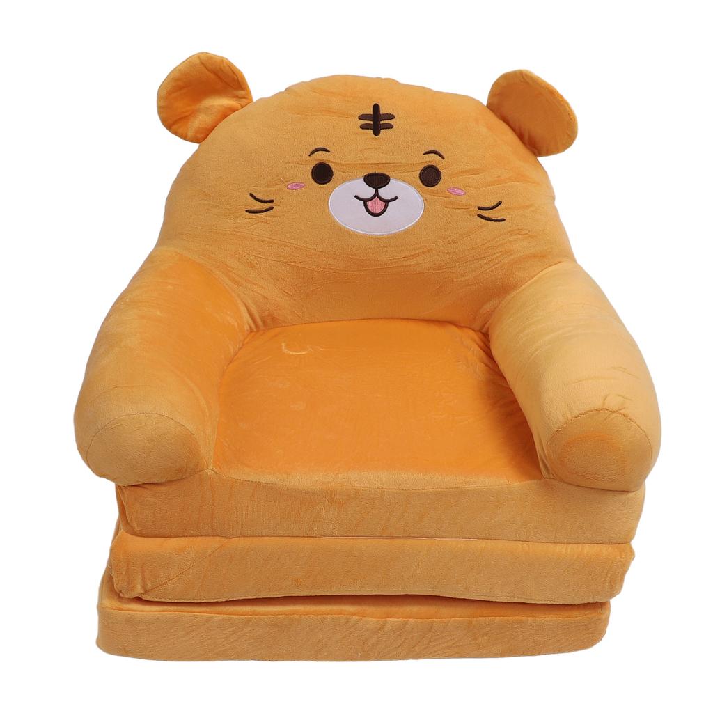 Kids Folding Sofa Plush Fabric Sponge Cartoon Pattern Toddler Flip Open Couch for Rest Reading
