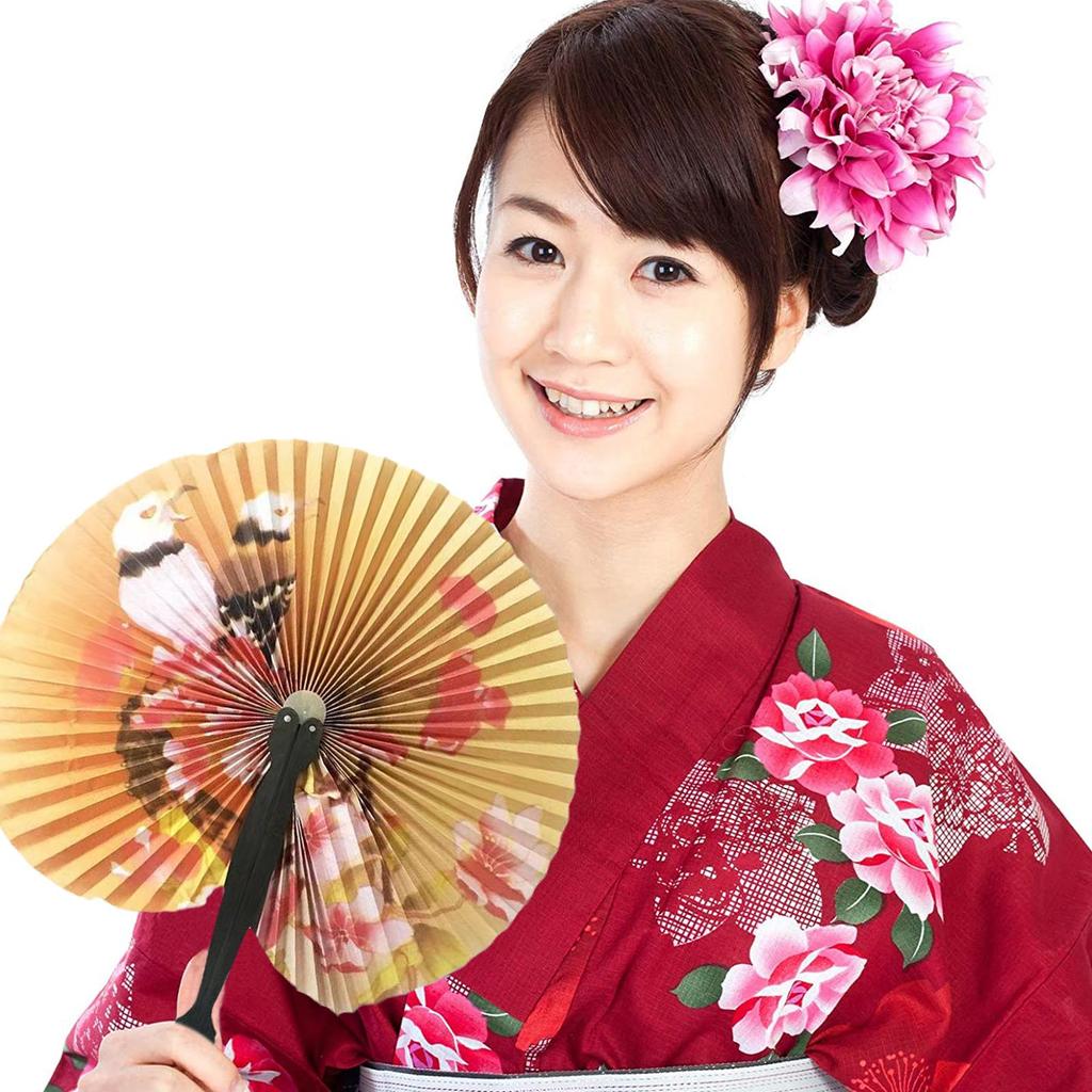 Foldable Paper Fan Retro Windmill Small Round Paper Color Decor Paper Fan Style Party Hand Gift 1pc Random Fan Printed
