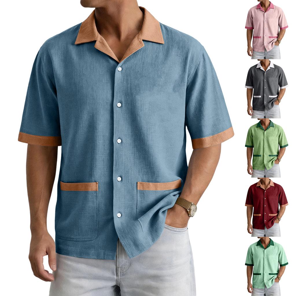 Men's Summer Casual Short Sleeve Shirt Multi Pocket Button Down Shirt Lightweight Breathable Fabric Relaxed Fit