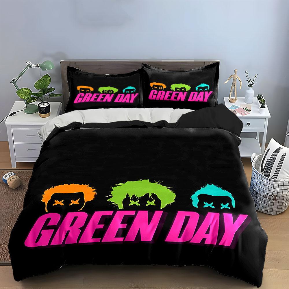 "Green Day Cartoon Bedding Set" Bedding Duvet Cover Set Duvet Cover Pillowcases (1 * Duvet Cover 2 * Pillowcases, Without Duvet Insert)