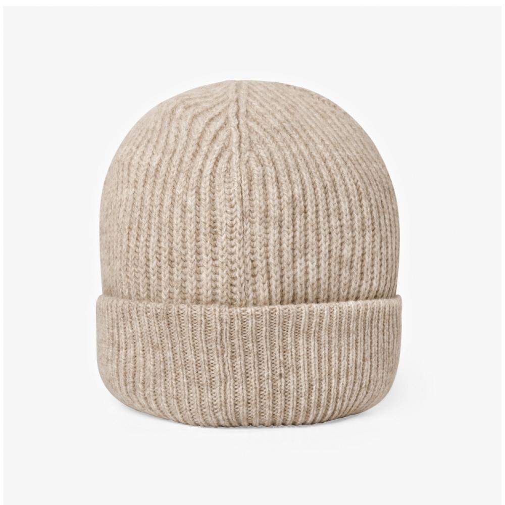 Ganni A5369 196 Czapka beanie z naszywką z logo, lekko usztywniana