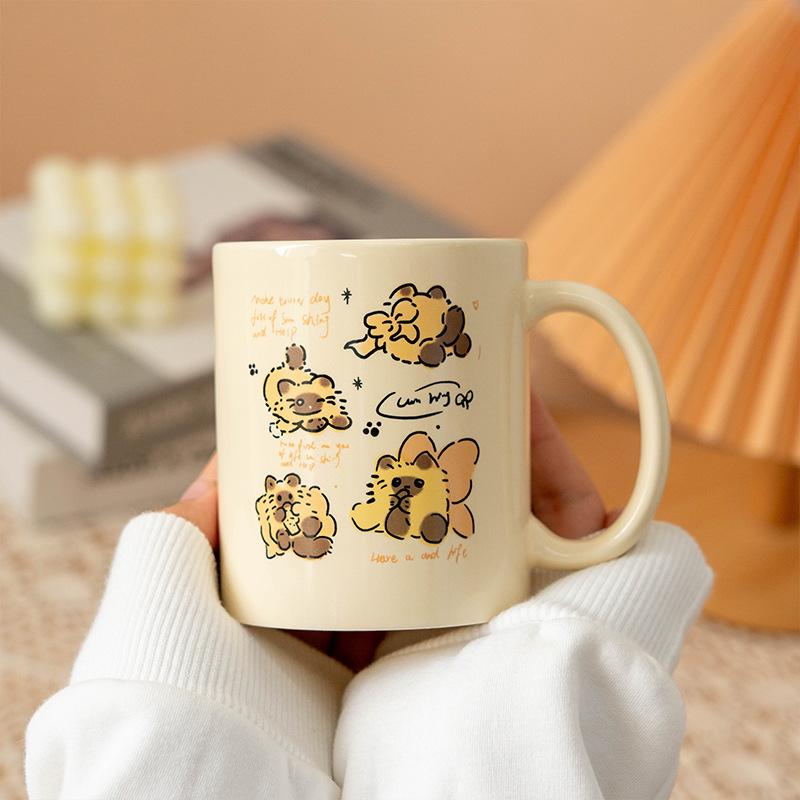 Korean Version of Cartoon Brown Butterfly Mug Ins Windy Good Looking Water Cup Summer Student Water Cup Coffee Cup