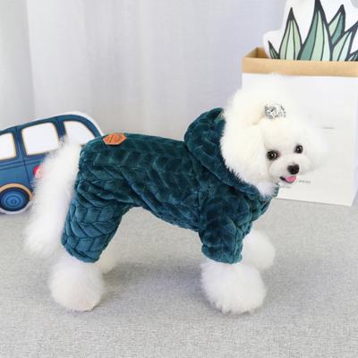 Pet Dog Thicken Cotton Coat Jumpsuit Autumn Winter Soft Plush Clothes Four-legged Down Jacket For French Bulldog Puppy Chihuahua