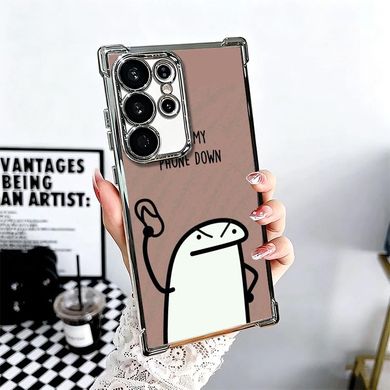 Funny Dont Touch My CallPhone Plating Phone Case For Samsung Galaxy S24 S25 FE S26 Edge S23 Ultra S22 S21 Plus S20 Anti-Fall Air