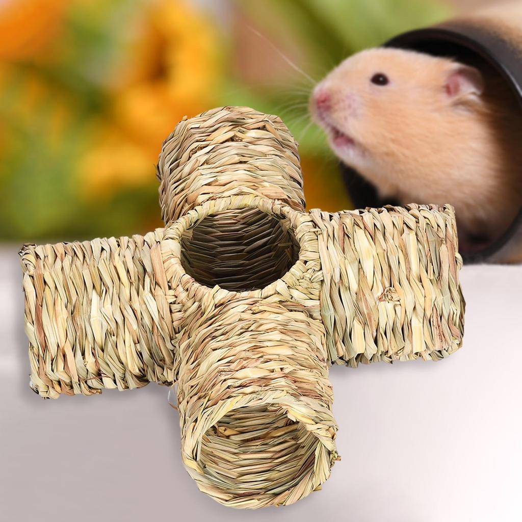 Hamster Grass Tunnel House Hideaway Nest Bunny Toy Lightweight Interactive Tube for Mice