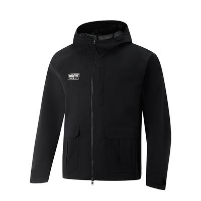 Li Ning Anti-Five Series Hooded Letter Zipper Insert Shoulder Long Sleeve Windbreaker Men Windbreaker Black AFDUB67-1
