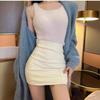 Black High-Waisted PU Leather A-Line Mini Skirt - Women's Slimming Spring & Autumn