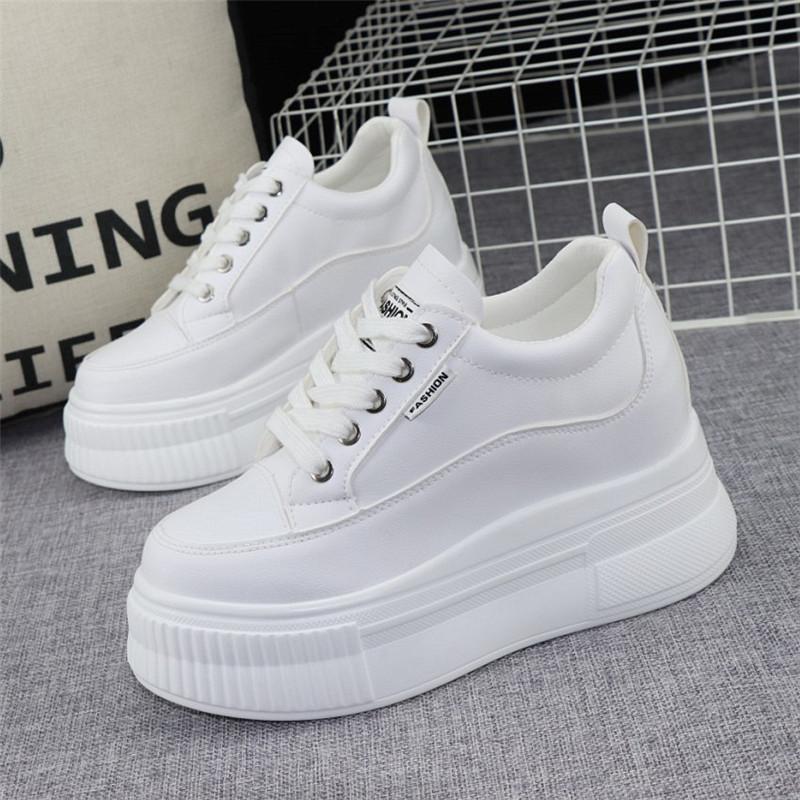 Fashion High Quality 10cm Platform Wedge Sneakers Height Increased Shoes Leather Women Spring Autumn Waterproof Shoes Tenis De Mujer