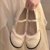 Skinny French Mary Jane shoes soft leather light mouth thick heel pearl single shoes with skirt fairy style foreign style versatile shoes