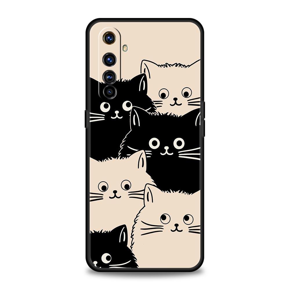Cute Cat Phone Case For Realme 12 11 10 9 8 5G 7 6 GT5 GT3 GT2 Pro Plus C21 C11 C25 C35 For Realme GT Neo 2 3 3T Soft 5 Cover