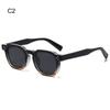 Striped Temples Round Rivet Sunglasses UV Protection Retro Driving Shades Vintage Polygonal Frame Sun Glasses for Women & Men