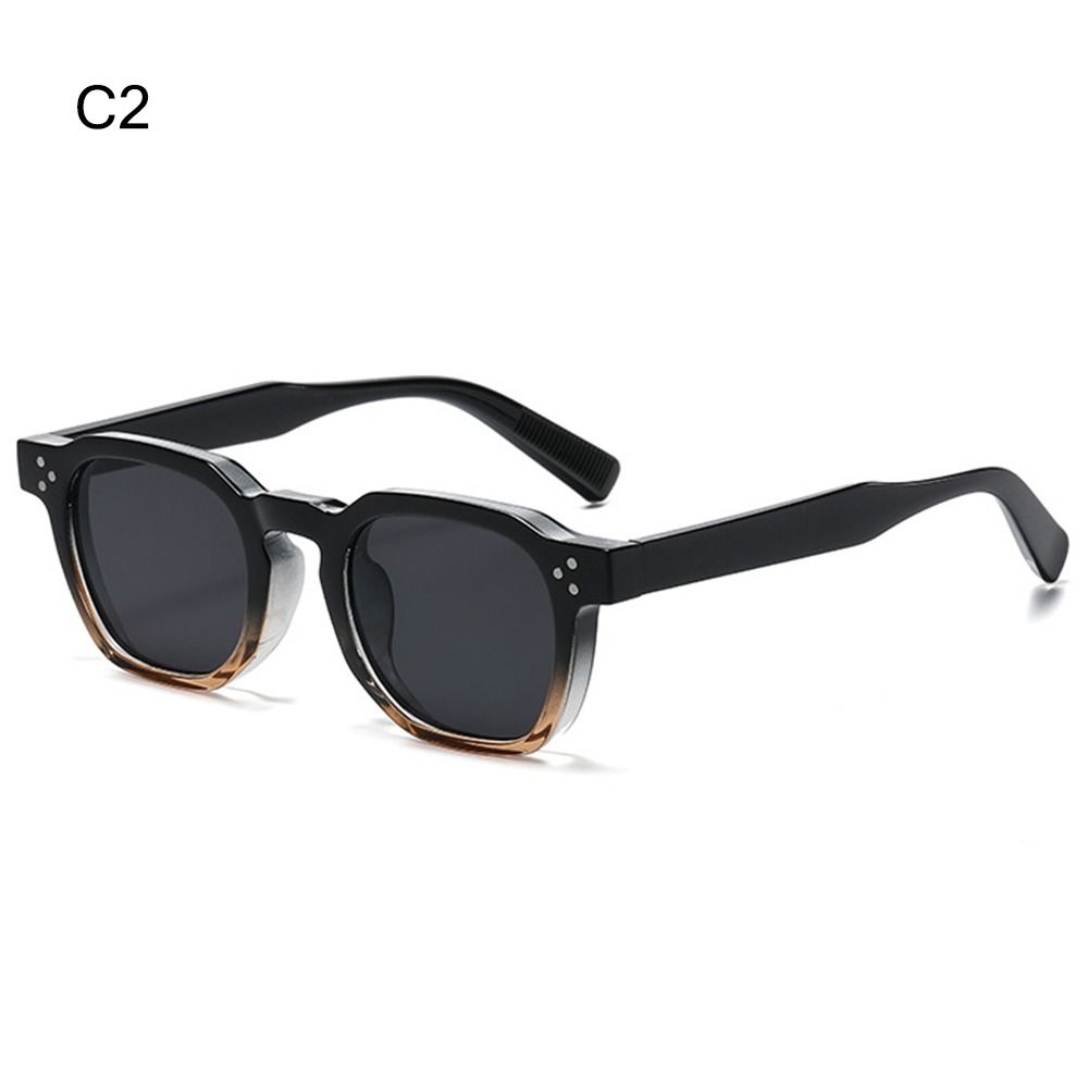 Striped Temples Round Rivet Sunglasses UV Protection Retro Driving Shades Vintage Polygonal Frame Sun Glasses for Women & Men