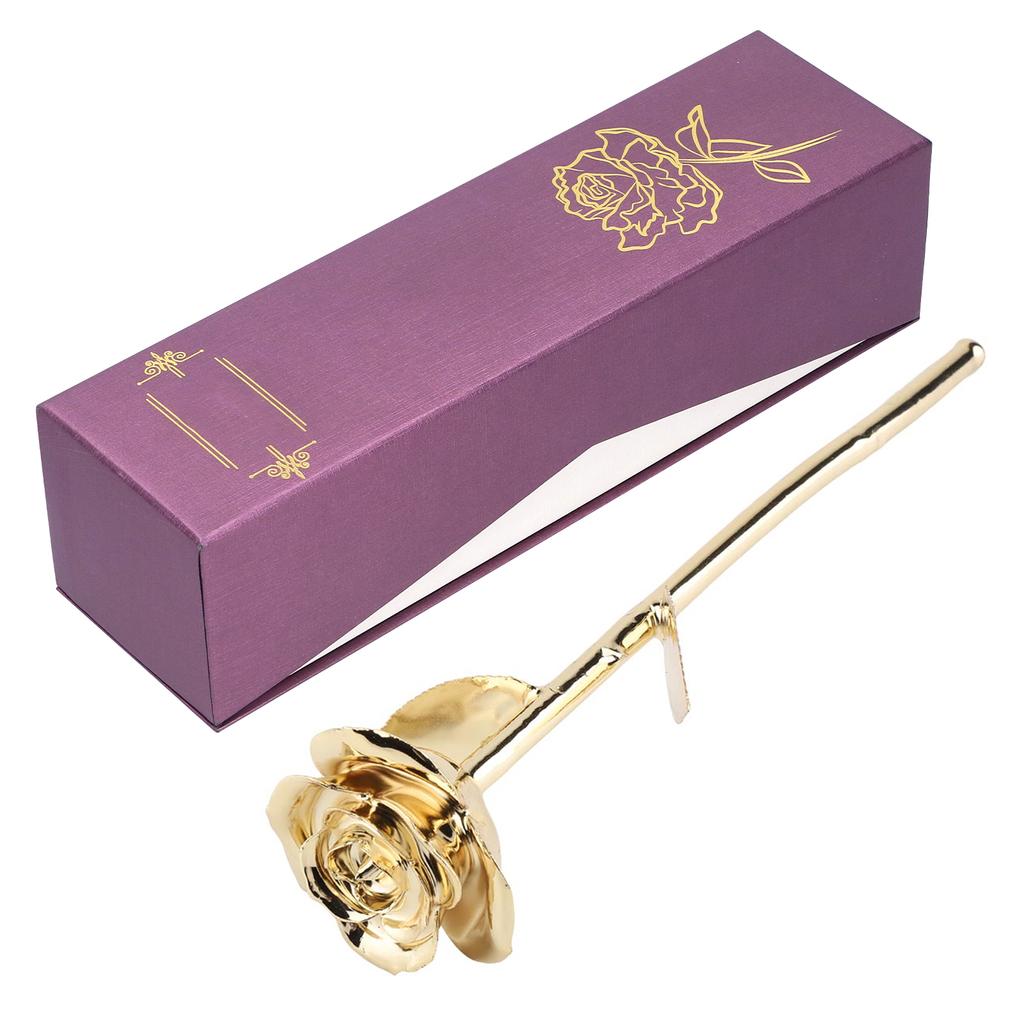 24K Gold‑Plated Real Rose Valentine's Day Golden Rose with Base Gift Decoration for Girlfriend