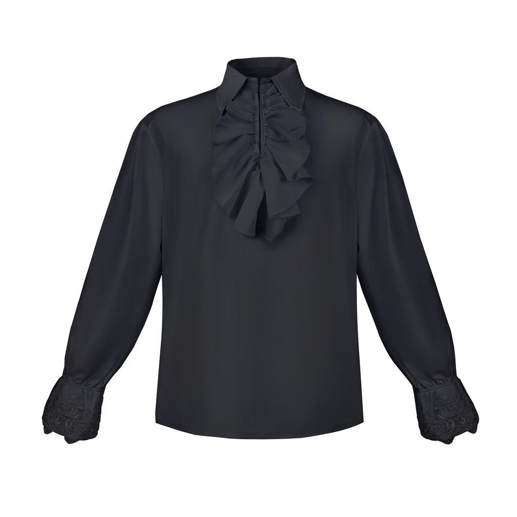 Medieval Halloween Vampire Renaissance Steampunk Long Sleeve Ruffle Collar Shirt For Cosplay Performance