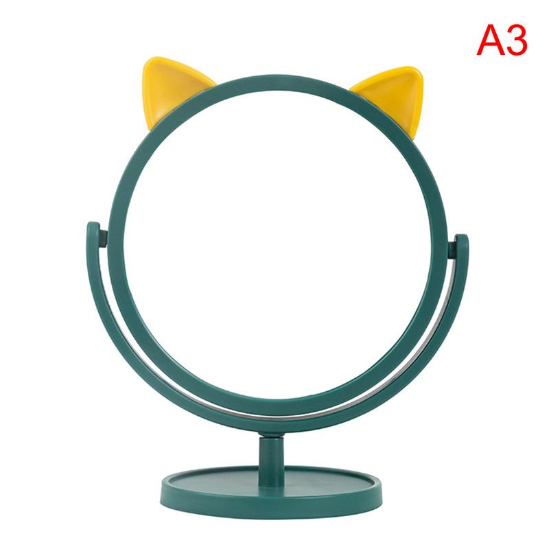 

Round Vanity Mirror With Cute Ear Shape 360 Degrees Rotation Suit For Bedroom зелений