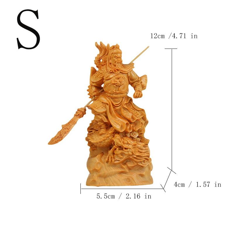 Natural Cypress  Nine Dragons Guan Gong Statue Wealth God Guan Gong  Chinese style home, room, office, and character decorations