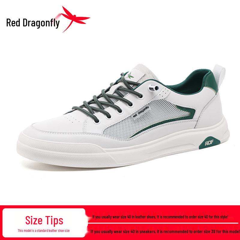 Red Dragonfly Men s Breathable Mesh Sport Casual White Sneakers 38