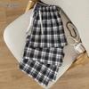 Women's Loose Fit Plaid Wide-Leg Casual Pants