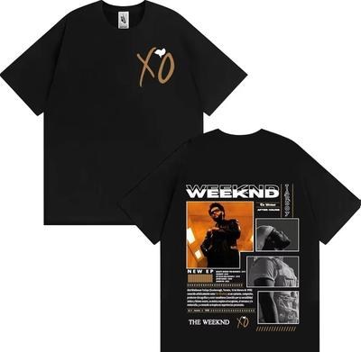 The Weeknd 100% Baumwolle Herrenhemd Oversized After Hours Album Grafiken Sommer Damen Y2k Hip Hop Rundhals Rock Streetwear T-Shirt