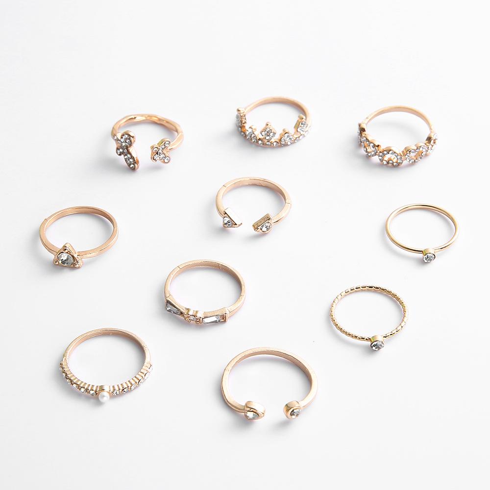 Fashion Personality Exaggerated Diamond-Set Love Butterfly 10-Piece Ring