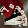 Women Winter Ribbed Knit Leg Warmer Stockings Y2K Harajuku Furry Trim Plush Ball Bow Christmas Leg Cover Long Boot Socks