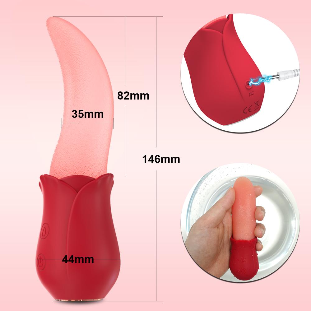 Rose realistické olizování jazyka Stimulační bradavky klitorisu Výkonný stimulátor Vibrátory Sexuální hračka pro dospělé pro ženy pro páry