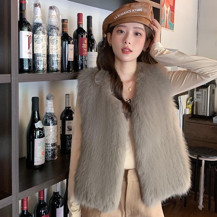 Fur Vest Women's Autumn and Winter Imitation Fox Fur Vest Jacket Fashionable Warm Outer Wear Fur Vest