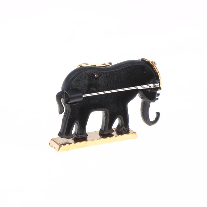 Black Gold Retro Elephant Brooch Set Shiny Rhinestone Inlaid Exquisite Craft for Women Hat Bag Decoration Jewelry Gift