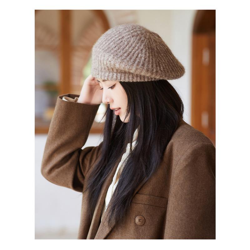 Autumn and Winter Hats, Children's Knitted Warm Woolen Hats, Solid Color Berets