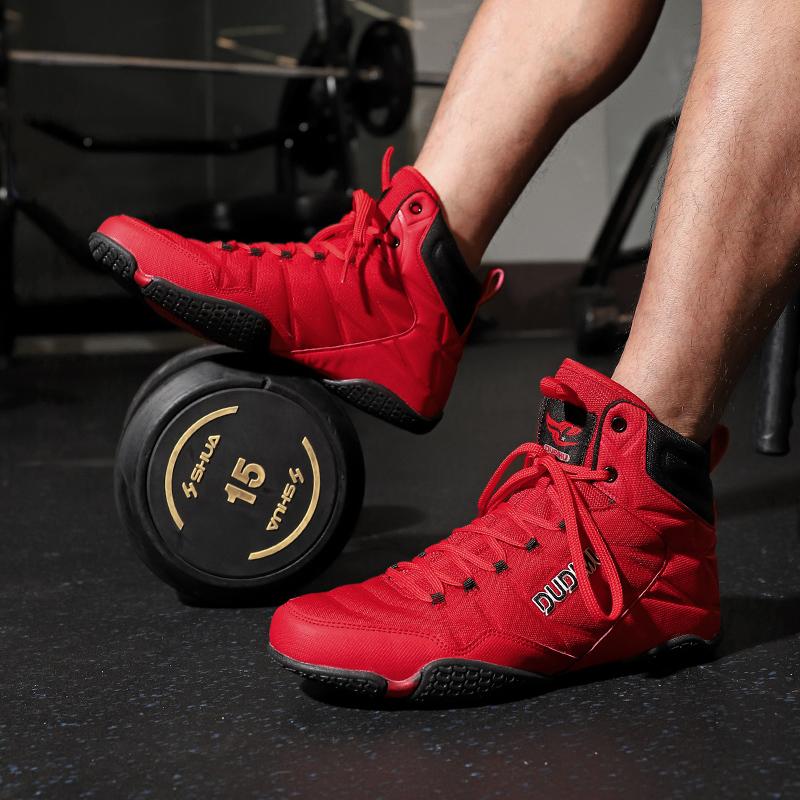 Men Professional Wrestling Shoes Lightweight Training Sneakers Red Black Gym Boxing Shoes Big Size Outdoor Sports