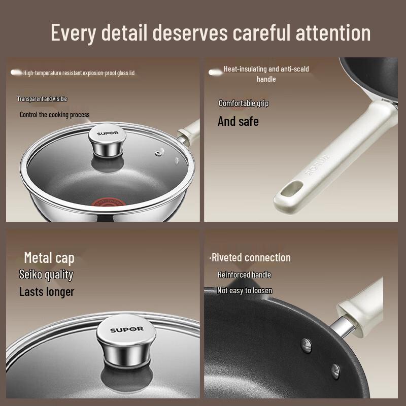 SUPOR Non-Stick Titanium Frying Pan with Lid