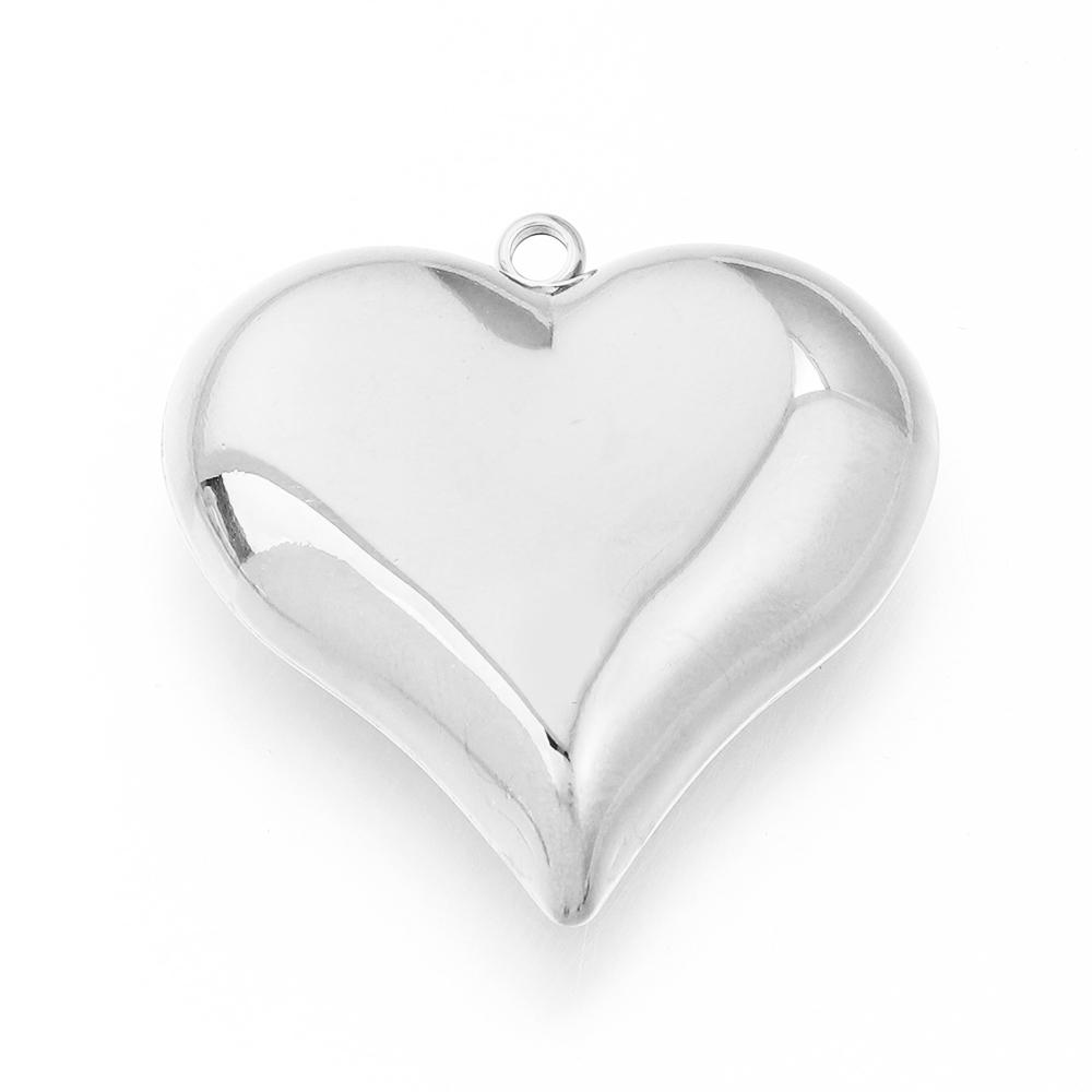 1Pc 15-45mm Stainless Steel Heart Charms for DIY Earrings Necklace Bracelet Pendant Jewelry Making Findings Accessories