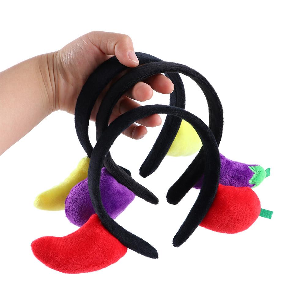 

Баклажан для девочек нескользящая забавная корейская повязка на голову с бананом овощные повязки для волос женские обручи для волос фиолетовый