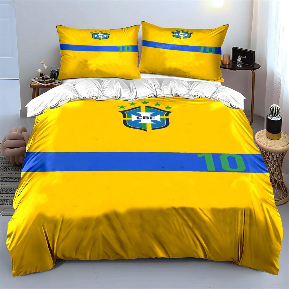 Yellow, blue stripes, CBF emblem. Bedding sets Duvet cover sets Duvet covers Pillowcases(1*Duvet Cover 2*Pillowcases without duvet insert)