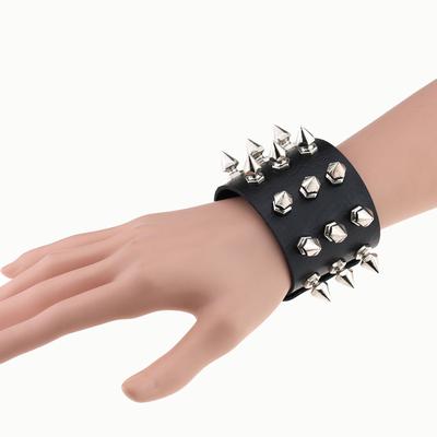 2 TALL SPIKED SINGLE ROW LEATHER BRACELETS spike jewelry bracelet SPIKES wrist
