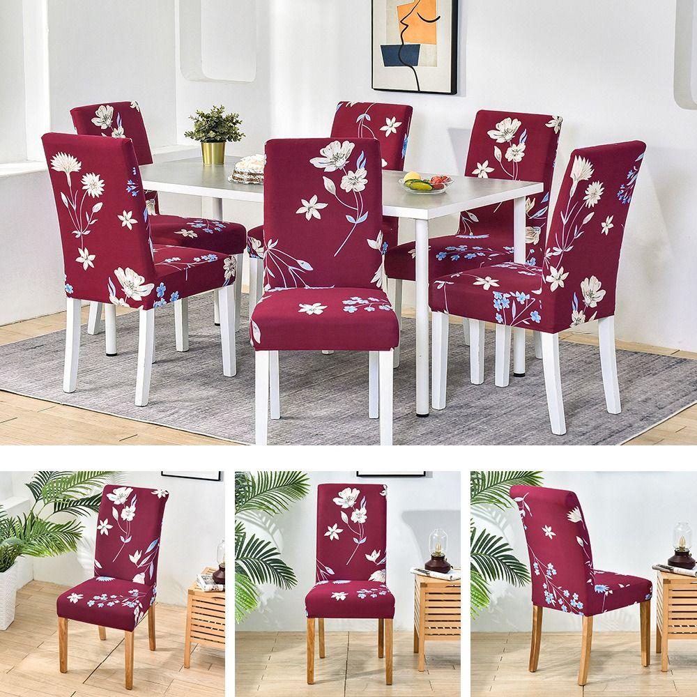 Printed Chair Cover Elastic Stretch Seat Cover Retro Chair Slipcover  Kitchen Use