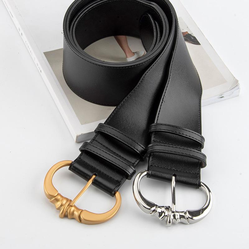 Belt New Women's Hong Kong Style Leather Pin Buckle Belt Commuter Fashion Wide Edition Waist Seal