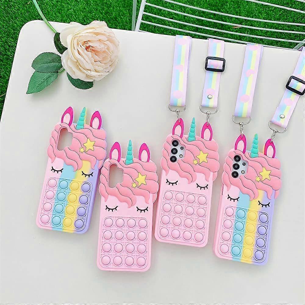 Unicorn Phone Case for Samsung Galaxy A01,Push Bubble Soft Silicone Pop Shockproof Protecive Case for SamsungFidget Toys Case for Samsung Galaxy A10E/