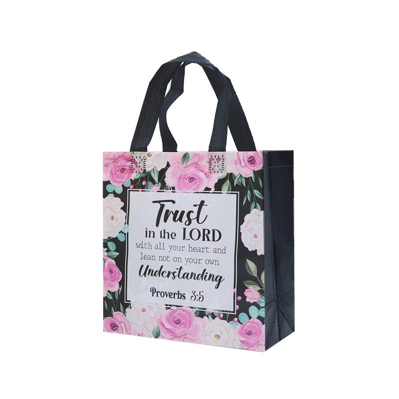 2026 New Product Bible Christmas Party Holiday Flowers Fashion Gifts Tote Bag Non-woven Bag
