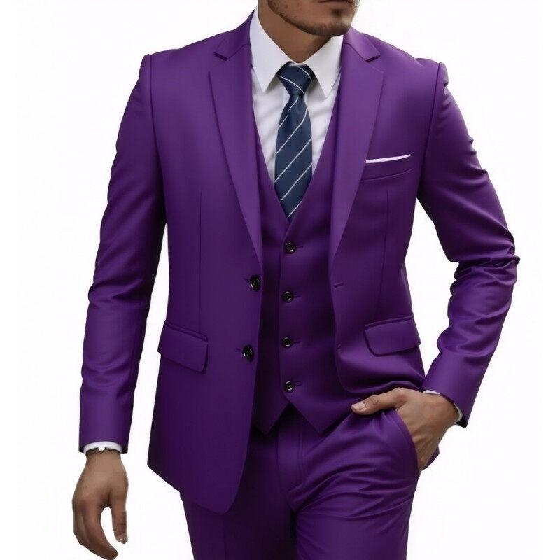 Two-piece Suit Men's Fashionable Gentleman Business British Style Solid-color Banquet Host Casual Wedding Suit