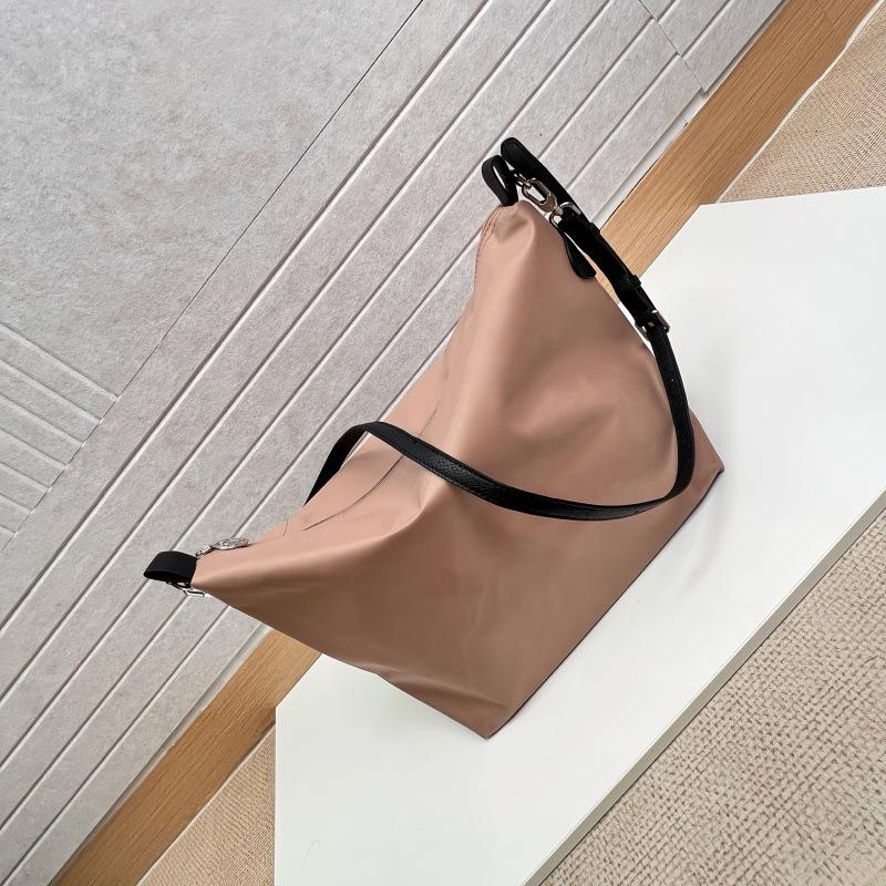 Women’s Large-Capacity Nylon Hobo Bag with Dragon Inlay & Xianniu Leather Dumpling Tote