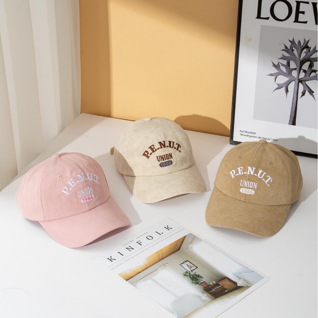 Soft top washed letter three-dimensional embroidery men's color matching baseball cap tide outdoor breathable sunshade women's cap